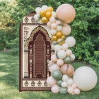 Double Arches Columns Spandex Arch Backdrop Cover for Balloon Garland, Cream Floral Accents Double-Sided Chiara Backdrop Stand Cover, Elastic Background for Birthday Party, Baby Shower Decor 6.6FT - Image 2