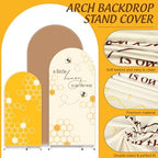 FYSUIMU 3 Pcs Bee Arch Backdrop Covers Baby Shower Honeycomb Stretchy Spandex Arch Stand Fabric Cover for Gender Reveal Wedding Birthday Party Decoration (4ft/5ft/6ft) - Image 3