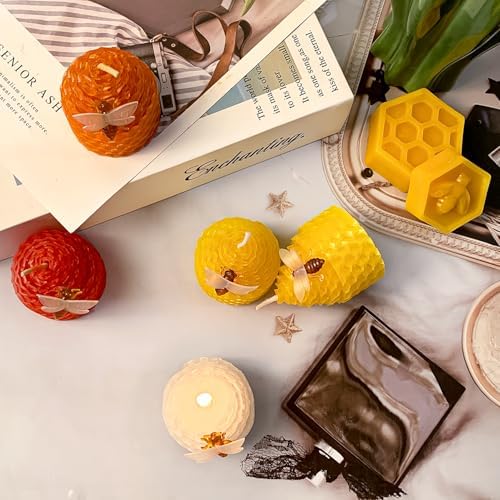 Lacaser Beeswax Candles Bulk Set of 24, Bee Themed Votive Candles, Dripless & Smokeless & Unscented, Dia 1.77" x1.97" Each, 6 Assorted Colors - Image 4