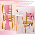 60 PCS Dusty Rose Chair Sashes Cheesecloth ChairSashes Rustic Chair Decorative Bows Designed ChairCover for Wedding Banquet Party Aisle Home Kitchen Decoration (16 x 70 inch) - Image 6