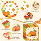 Funnymoom 452 Pcs Thanksgiving Fall Party Decorations for 50, Pumpkin Maple Leaf Thanksgiving Paper Plates Napkins Cups Tablecloth Cutlery Straws for Harvest Autumn Birthday Holiday Party Supplies - Image 3