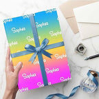 Custom Birthday Gift Wrapping Paper, Personalized Gradient Blue Yellow And Pink Gift Wrap Paper with Logo Funny Wrapping Paper Roll for Men Women Boys Girls Christmas Memorial 58x23 3 Rolls - Image 5