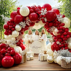 Mother's Day Balloon Arch Double Stuffed Red White Pearl Balloons Different Sizes Ruby Red Balloon Red Sand White Balloon Arch Kit for Mom Women Birthday Baby Shower Valentine engagement Party decor by DOUBLELAYERBALLOON
