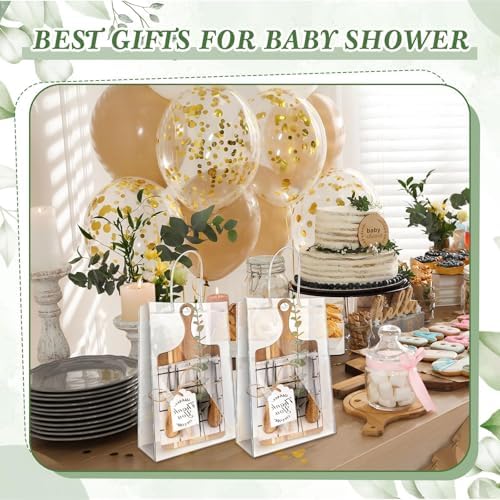 29 Pcs Baby Shower Prizes for Game Player 4 Sets Baby Shower Game Prizes Wedding Bridal Favors for Winners with Acacia Cheese Board Oak Knife and Fork Placements Artificial Eucalyptus Stems Tags Bags - Image 4