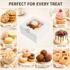 80 Pack White 6x6x3 Bakery Boxes with Window, for Treats and Pastries - Image 4