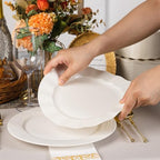 72 Pack Ivory Plastic Plates, 10" Disposable Wave Edge Dinner Plates - Image 4