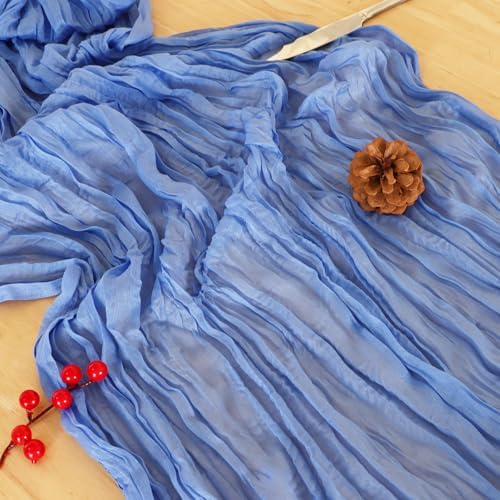 8 Pack Blue Cheesecloth Table Runner 120 Inch Boho Wedding Decor - Image 5