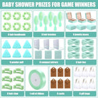 Knitgrip 55pcs Baby Shower Prizes for Winners Gifts Including Headband Hairbrush Jewelry Box Compact Mirror Powder Puff Hair Tie Claw Gift Bag for Game Baby Wedding Bridal Shower(Green) - Image 2