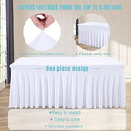 2 Packs White Spandex Tablecloths for 6 Foot Rectangle Tables, Wrinkle Free Fitted Table Cover 6ft Stretch Table Cloth Desk Skirt for Weddings Birthday Party Baby Shower Banquet Decorations - Image 4