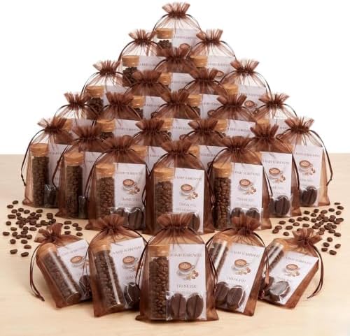 Leelosp 24 Sets a Baby Is Brewing Baby Shower Favors for Guests Coffee Themed Party Favors with Mini Glass Jars Coffee Bean Soap Thank You Cards Organza Gift Bags for Gender Neutral Shower Decoration by Leelosp