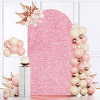 MODFUNS Wedding Arch Cover 6FT Pink Gold Sequin Arch Cover Spandex Backdrop Cover for Arch Stand Chiara Round Top Arch Cover Backdrop Fabric Glittery Arch Wall Covers for Baby Shower Decor Supplies by MODFUNS