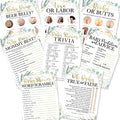 Hadley Designs 75 Greenery Who Knows Mommy Best, Baby Prediction and Advice Cards, 25 True Or False, Word Scramble For Baby Shower Ideas-8 Double Sided Cards Games Funny, Baby Shower Party Supplies by HadleyDesigns