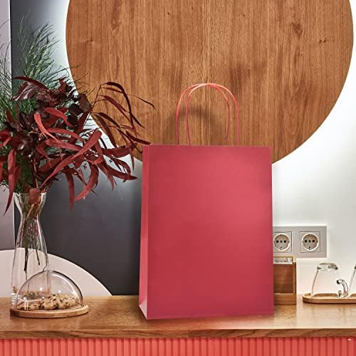 Nexmint Poinsetta Red Christmas Gift Bag Medium 8"x10.5": 96 Pack Bulk Medium Karft Paper Bags with Handle. Great for Holidays,Gifts,Party Favors,Treats,Goodies,Candies,Shopping,Business,Retail - Image 6