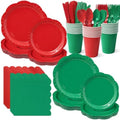 Red & Green 350-Piece Decagonal Paper Plates Party Set, Serves 50 by Unknown