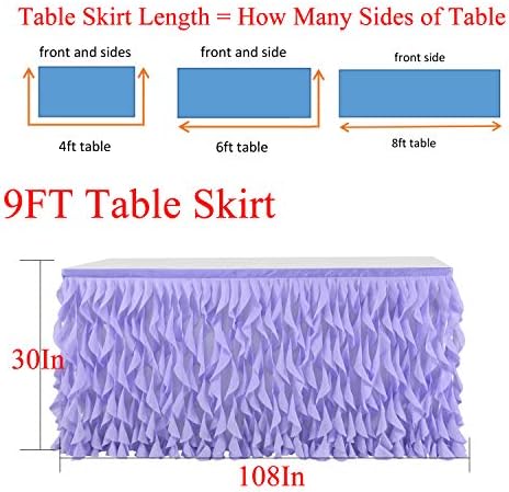 leegleri 9FT Lavender Purple Curly Willow Tulle Tutu Table Skirt for Rectangle or Round Table,Ruffle Table Skirts for Mermaid Party Baby Shower Decoration(9ft Table Skirt) - Image 4