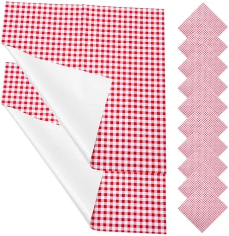 Mipcase 20pcs Red and White Checkered Floral Bouquet Wrapping Paper 58cm X 58cm Plaid Tissue Paper for Wedding Wraps, Flower Bouquet Packaging, Craft and DIY Supplies by Mipcase