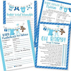 Hadley Designs - 50 Blue Baby Prediction And Advice Cards, Trivia Games, etc, 25 Baby Animal Matching, Nursery Rhyme Game - 6 Double Sided Cards - Image 3