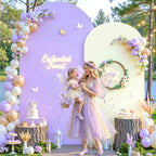 Cream and Purple Arch Backdrop Cover 7.2FT 6FT Wedding Arch Covers Set of 2 Arches Covers Stretchy Backdrop Spandex Fitted Double-Color Fabric Backdrops for Party Baby Shower Birthday Decoration - Image 2