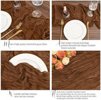 12 Pack Brown Table Runner 10Ft Cheesecloth Table Runner Rustic Gauze Table Runners Romantic Long Sheer Fabric Cheese Cloth Table Runners for Wedding Party Bridal Baby Shower - Image 3