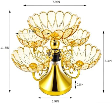 5-layer Divided Rotatable Snack Spinner Serving Tray Cupcake Stand Snackle Box Portable Fruit bowl Storage Organizer for Candy, Fruits, Nuts, Dessert, Gold - Image 2