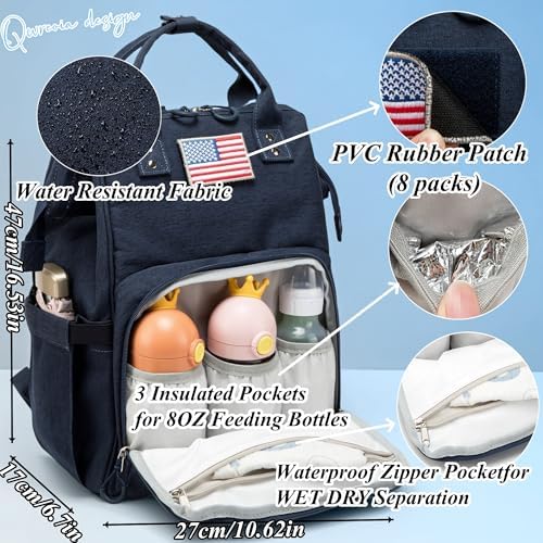 Diaper Bag Backpack for Dad and Mom with USB Charging Port Stroller Straps and Insulated Pocket,army military Travel Nappy Backpack for Daddy/Mommy (Navy) - Image 2