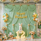 20x8ft Sage Green Photo Backdrop Curtains for Parties Birthday Wrinkle Free Polyester Photoshoot Curtains Drapes Backdrop for Wedding Baby Shower Graduation Photography Background 4 Panels 5x8FT - Image 3