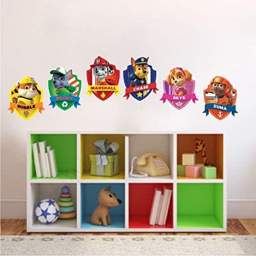 Paw Dog Wall Decals Kids Cartoon - Paw Team Kids for Bedroom Apartment Wall Decor Toys Kid Nursery Removable Decoration TV Show Wall Mural, Size: Six 8 Inch Decals by Unknown