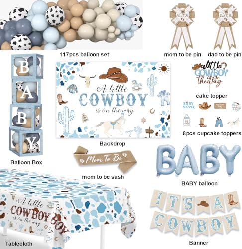 DataMoon Cowboy Baby Shower Decorations for Boy, All-in-One Set - Image 2