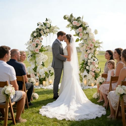 AVIVIHO 205Pcs Fake Flowers White Hydrangea Artificial Flowers Bulk (Not Squished, No Steaming Need) Ivory Silk Flowers with Stems for Party Wedding Home Table Centerpieces DIY Florals Arch Decor - Image 2