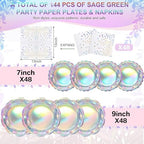 144 Pcs 48 Guests Iridescent Party Plates and Napkins Iridescent - Image 2