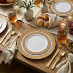 I00000 102 Pcs Wood Grain Brown Plastic Plates, Premium Disposable Plates - Image 2