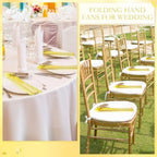 Roowest 50 Pack Paper Folding Fans Bamboo Wedding Favors, Lemon Yellow - Image 6