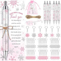 145 Pieces Little Snowflake Baby Shower Favors for Guest Pink Girl Ballpoint Pens and Keychains Gifts Bulk Winter Retractable Baby Shower Pens Gender Reveal Thank You Cards Souvenirs Prizes by EYNDYN