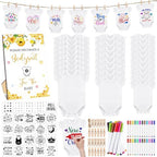 Panitay 126 Pcs Baby Shower DIY Bodysuit Set Bib 25 Blank White Newborn Bodysuit 25 Stencils 24 Marker 1 Sign 50 Pins(Bee) by Panitay