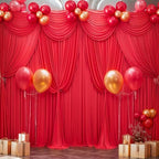 Red Backdrop Curtains 4 Panels-Wrinkle-Free Polyester Photography Drapes Party Photo Backgrounds for Wedding Christmas Photo Backdrops- 16 X10FT (Red) - Image 7