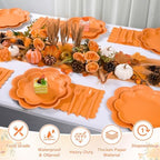 350 Pcs Fall Orange Paper Plates and Napkins Set,Serve for 50 Guest - Image 6