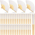 Yinkin 100 Pack Folding Hand Fans Bamboo for Party Favors, White by Yinkin