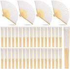 Yinkin 100 Pack Folding Hand Fans Bamboo for Party Favors, White by Yinkin