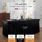 Spandex Tablecloth 6FT Rectangle Table Cover 3 Pack Black Wrinkle-Free - Image 6