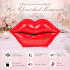 Audio Guest Book Phone for Weddings & Parties, Lip-Shaped Voicemail Recorder, Custom Message Recording, Adjustable Volume, Replay Function (Red) - Image 4