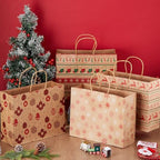 Gueevin 24 Piece Large Christmas Kraft Gift Bags with Handle 12.5 x 10 x 4.5 Inch Xmas Holiday Paper Treat Candy Goodie Bags with Snowflake Elk Socks Patterns for Christmas Party Favor Present Giving - Image 4