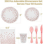 AIRE Rose Gold Paper Plates Set, 350PCS Disposable Tableware for 50 - Image 2