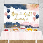 Navy Blue Blush Pink Gender Reveal Backdrop Boy or Girl What Will Baby Be Photography Backdrop Baby Shower He or She Pregnancy Reveal Surprise Party Decoration Banner Photo Background 20x10ft - Image 3