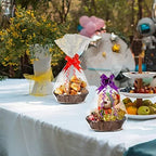 Yesland 16 Pcs Plastic Oval Basket for Gifts Empty, Small Bread Basket Food Storage Baskets with Clear Gift Bags and Colorful Pull Bows, 9 X 6 X 2.5 Inches Bin for Kitchen Restaurant Christmas - Image 5