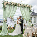30ft×10ft Wrinkle Free Sage Green Backdrop Curtain Drapes, 6 Panels 5ftx10ft Sheer Tulle Chiffon Backdrop Panels Curtains for Wedding Baby Shower Birthday Party Stage Photo Home Decorations - Image 2