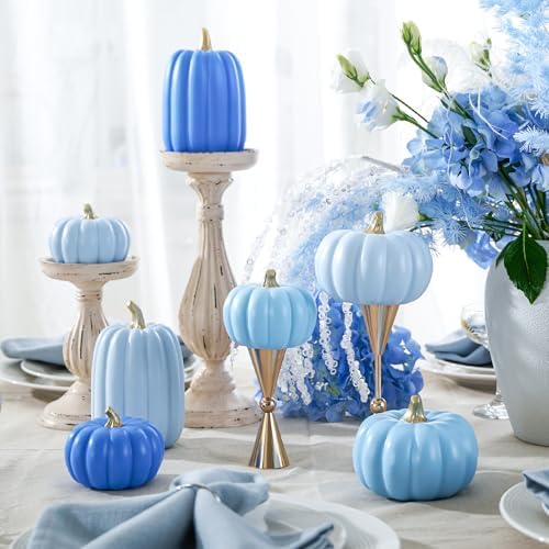 WDS WONDROUS Fall Pumpkin Decor Set of 7, Artificial Fake Pumpkins for Home - Image 4
