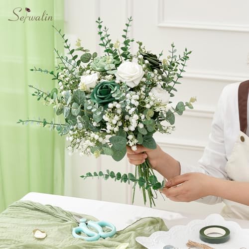 Serwalin 50PCS Mixed Eucalyptus Stems with Baby's Breath Greenery - Image 4
