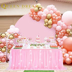Rectangle Table Skirt Pink 14FT Tulle Table Skirting LED Tutu Tablecloth for Wedding Birthday Party Baby Shower Decorations - Image 2
