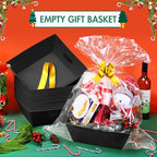 AFOROEOA 6PACK Black Baskets For Gifts Empty, 10x12”Thick Black Gift Basket with 6 Bows 6 Bags Empty Gift Baskets for Christmas Thanksgiving Wedding Birthday Party Wrapping Gift - Image 3