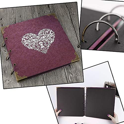 Photo Album and DIY Scrapbook, 10x10 inch 50 Pages Double Sided, Vintage Hardcover Three-Ring Binder Picture Booth Albums with 6 Colors 408pcs Self Adhesive Photos Corners for Memory Keep (Red) - Image 2